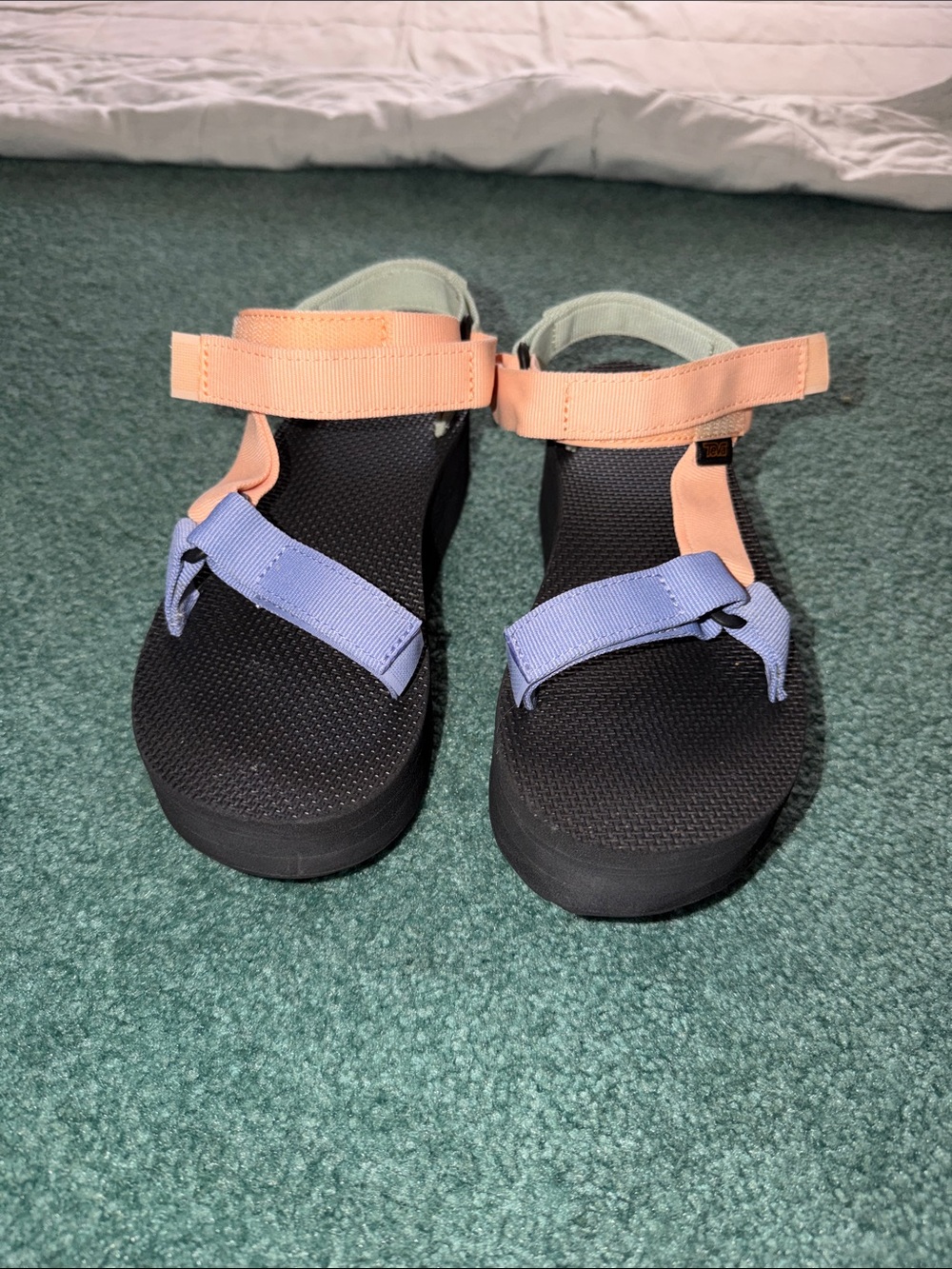 Teva Women Flatform Universal Sandals - Black Sole with Multi-color straps.